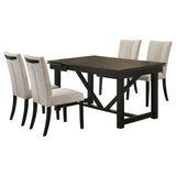 Malia Oak 5-Piece Refractory Extension Leaf Dining Table Set