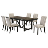 Malia Oak 7-Piece Refractory Extension Leaf Dining Table Set