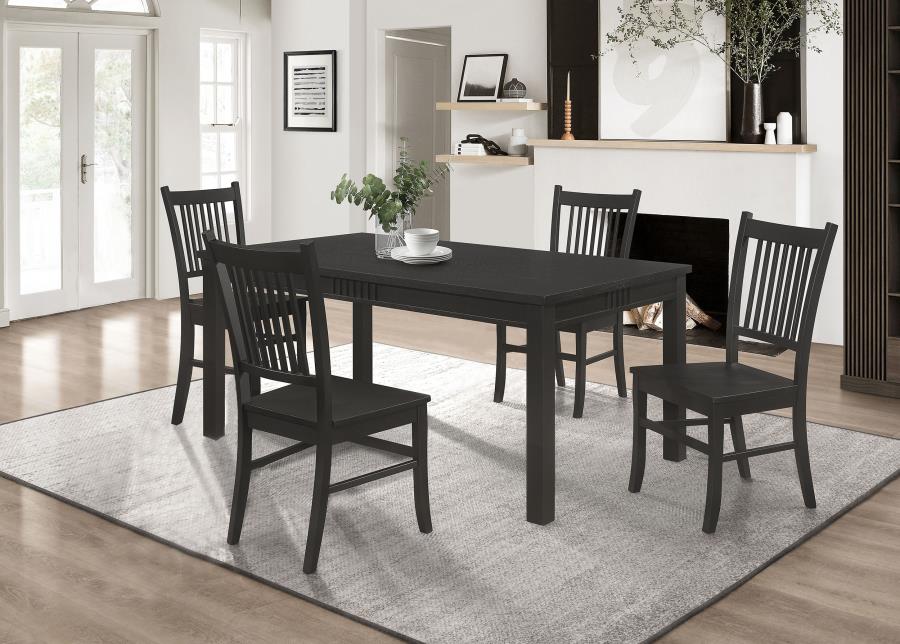 Marbrisa Matte Black 5-Piece Rectangular Dining Table Set