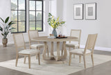 Trofello White Washed 5-Piece Round Dining Table Set