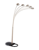 Dacre 5-Light Floor Lamp With Curvy Dome Shades Chrome And Black