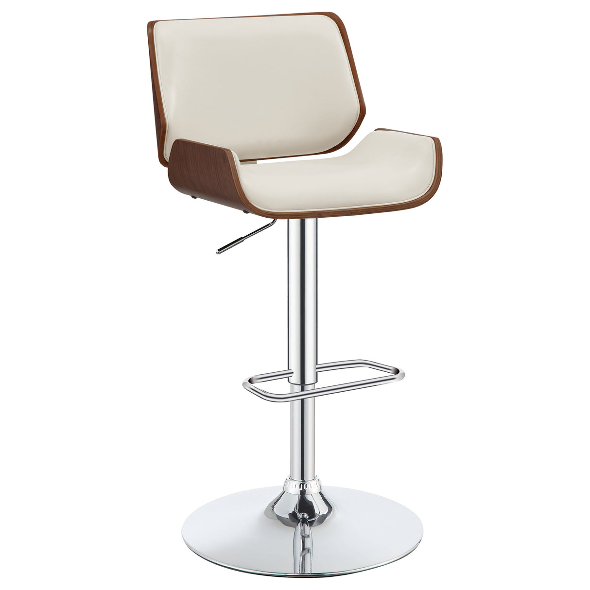 Folsom Upholstered Adjustable Bar Stool Ecru And Chrome