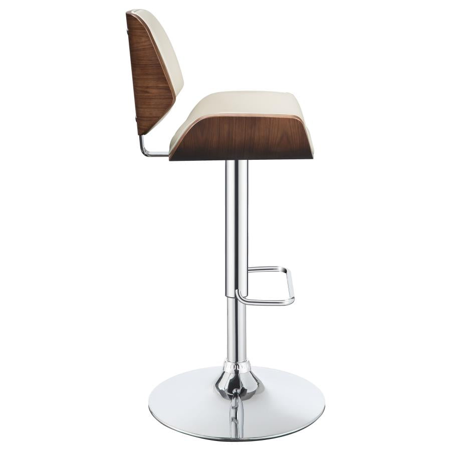 Folsom Upholstered Adjustable Bar Stool Ecru And Chrome