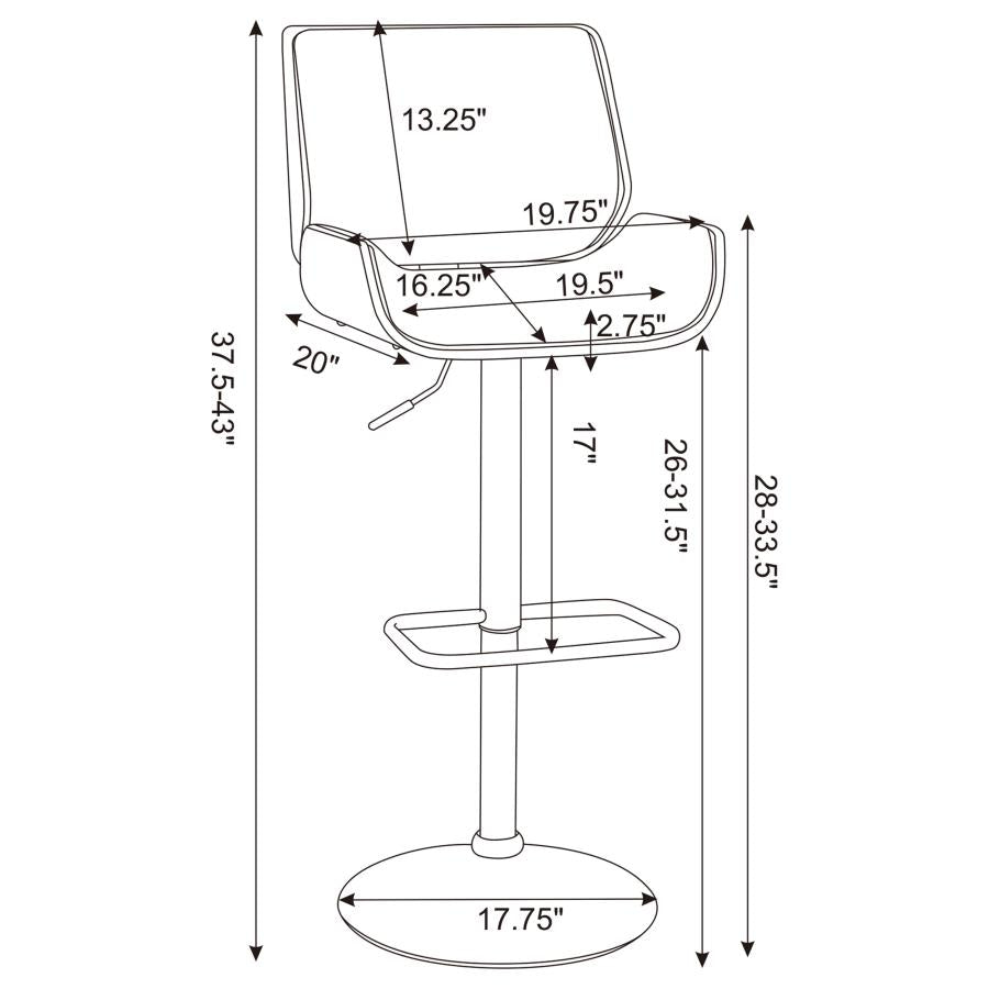 Folsom Upholstered Adjustable Bar Stool Ecru And Chrome