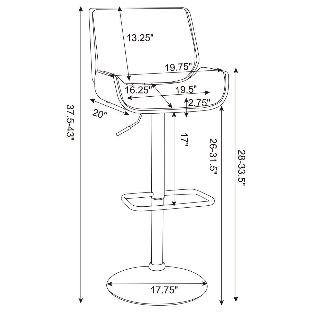 Folsom Upholstered Adjustable Bar Stool Ecru And Chrome