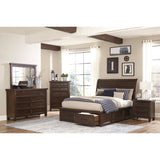 Logandale Brown Eastern King Platform Bed With Footboard Storage