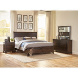 Boone Rustic Brown Queen Platform Bed With Footboard Storage