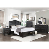 Herman Charcoal Brown Queen Platform Bed With Footboard Storage