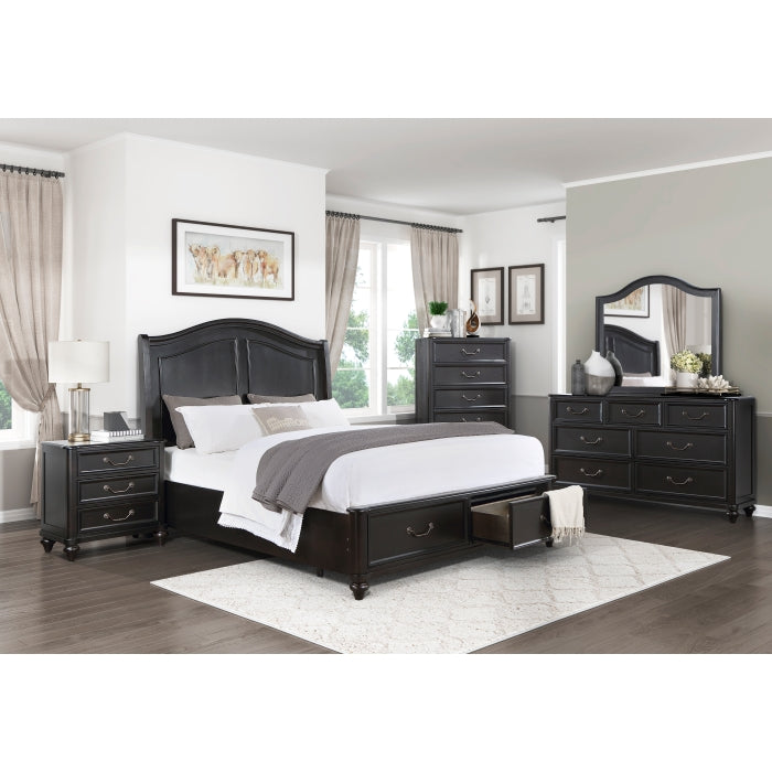 Herman Charcoal Brown Eastern King Platform Bed With Footboard Storage