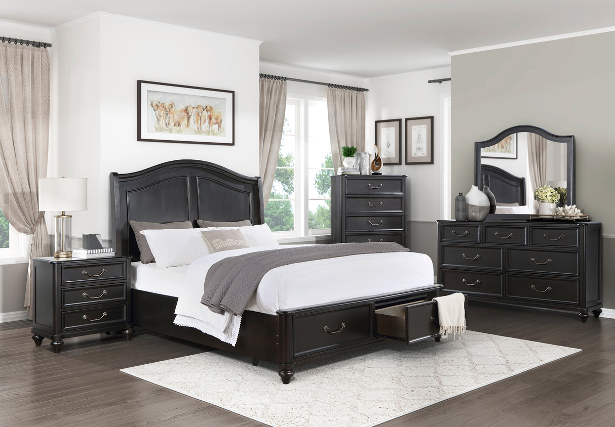 Herman Charcoal Brown California King Platform Bed With Footboard Storage