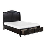 Herman Charcoal Brown Queen Platform Bed With Footboard Storage