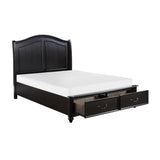 Herman Charcoal Brown Queen Platform Bed With Footboard Storage