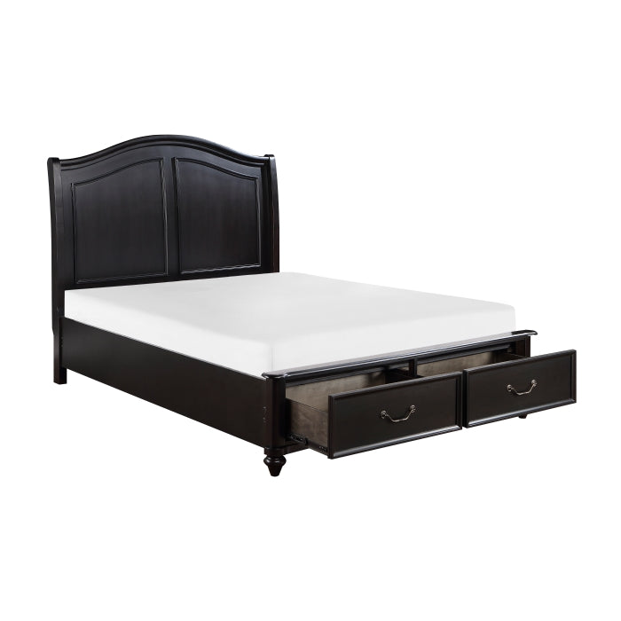 Herman Charcoal Brown Eastern King Platform Bed With Footboard Storage