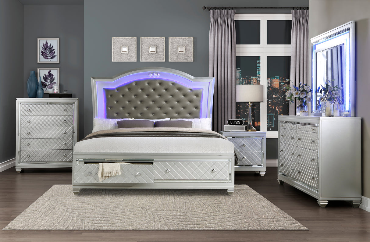 Leesa Silver California King Platform Bed With Footboard Storage