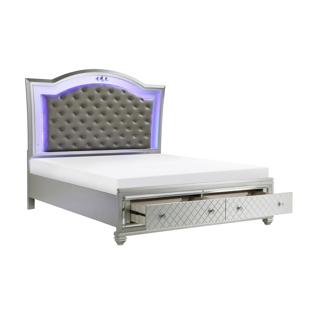 Leesa Silver Eastern King Platform Bed With Footboard Storage