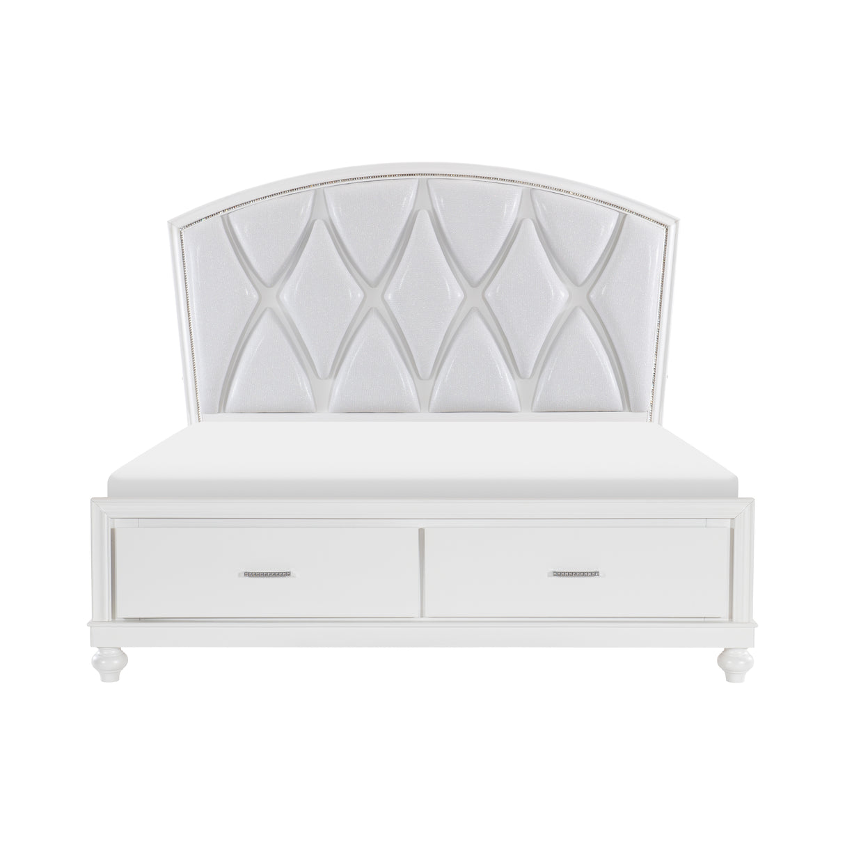 Aria White California King Platform Bed With Footboard Storage