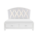 Aria White California King Platform Bed With Footboard Storage