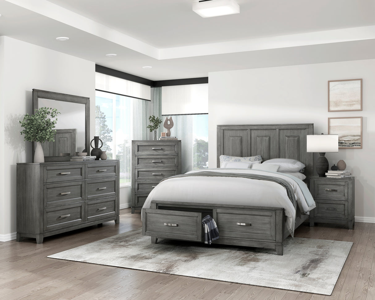 Garretson Gray Queen Platform Bed With Footboard Storage