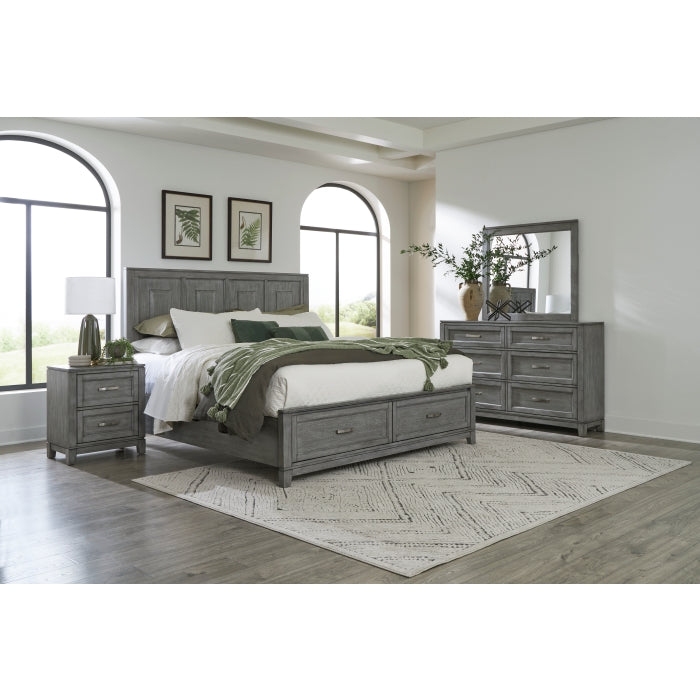 Garretson Gray Queen Platform Bed With Footboard Storage