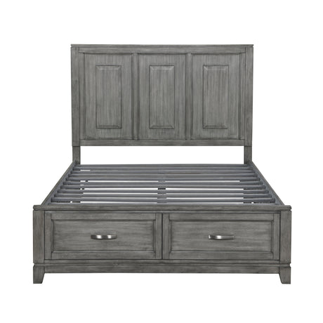 Garretson Gray Queen Platform Bed With Footboard Storage