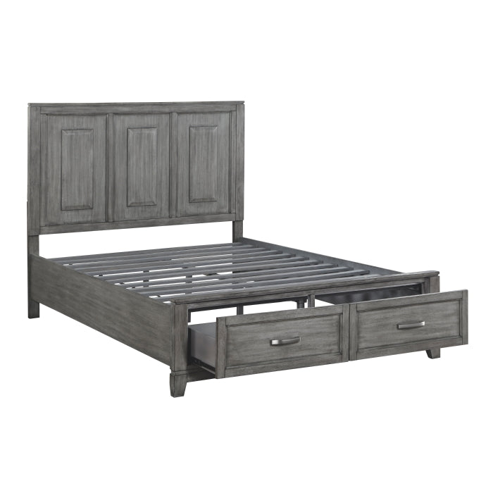 Garretson Gray Queen Platform Bed With Footboard Storage