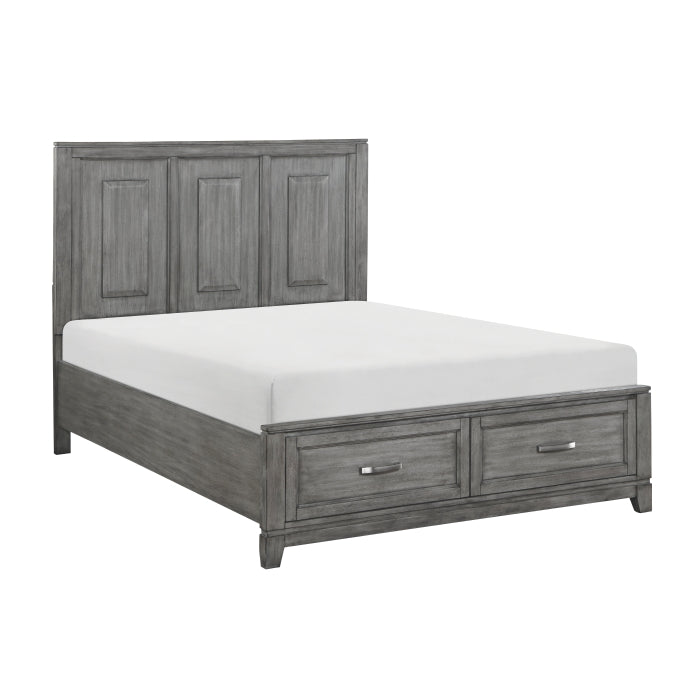 Garretson Gray Queen Platform Bed With Footboard Storage