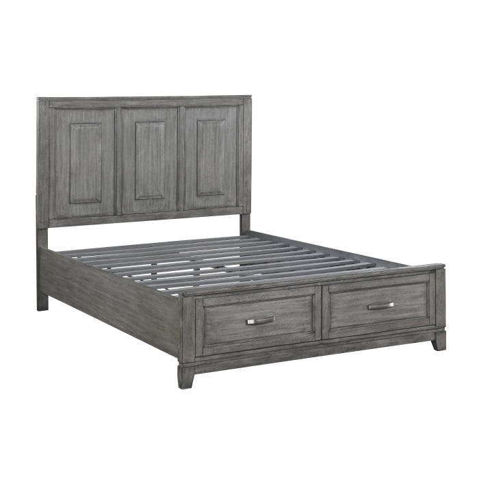 Garretson Gray Queen Platform Bed With Footboard Storage