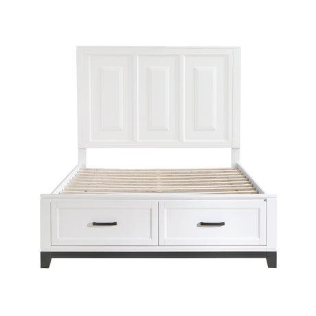 Garretson White Queen Platform Bed With Footboard Storage