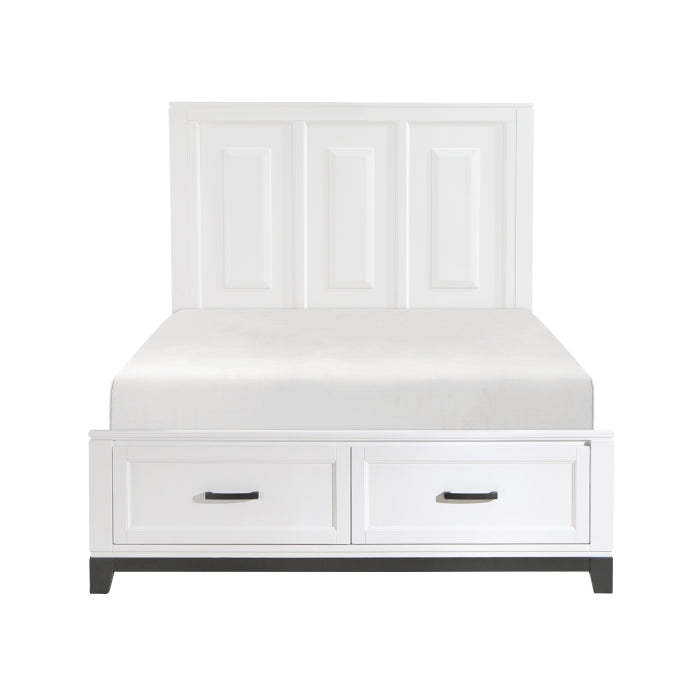 Garretson White Queen Platform Bed With Footboard Storage