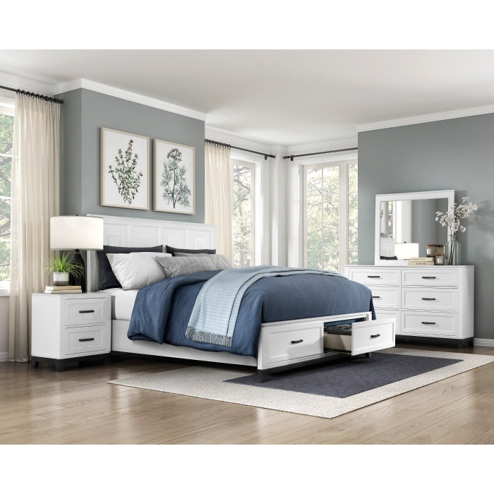 Garretson White Queen Platform Bed With Footboard Storage