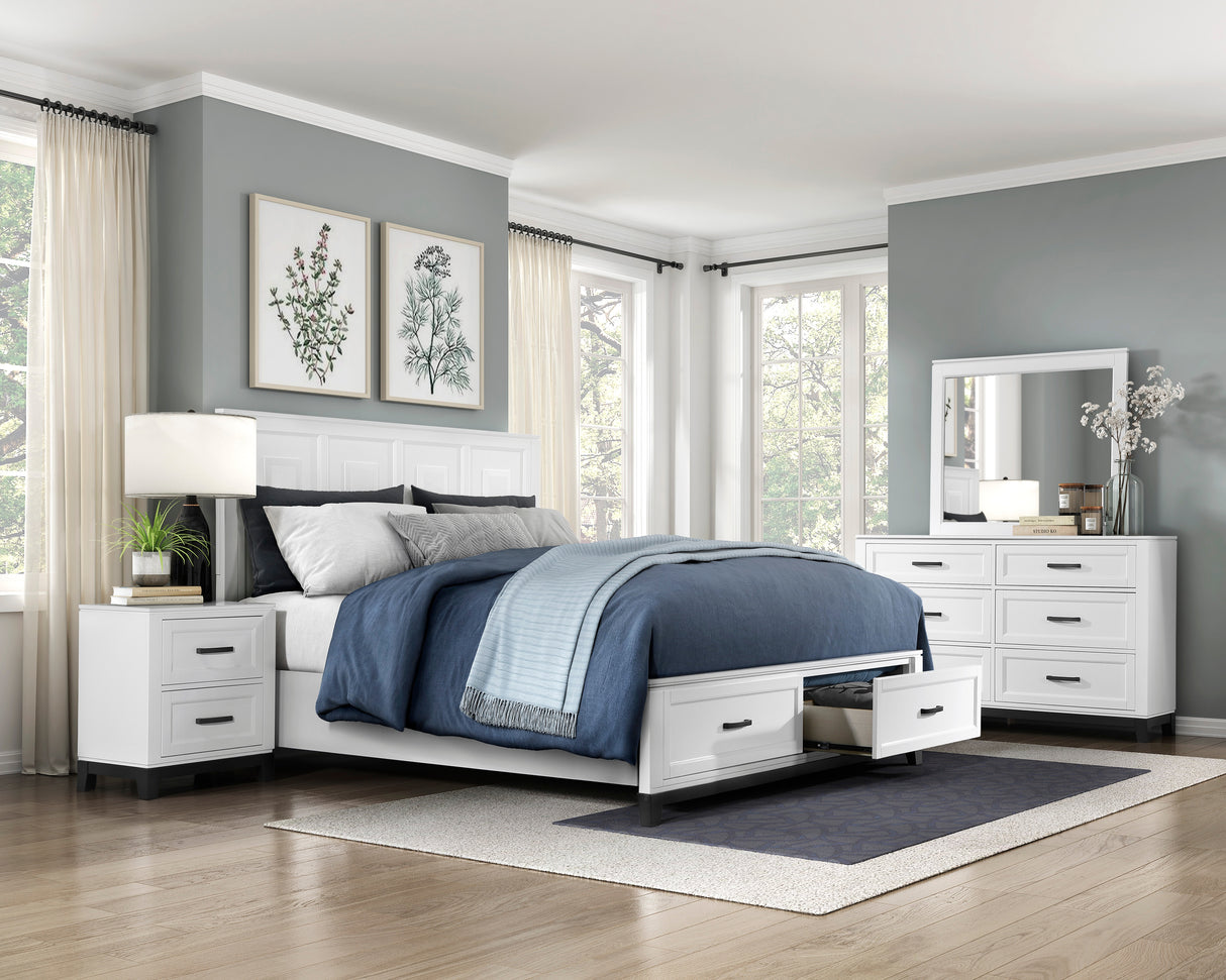 Garretson White Eastern King Platform Bed With Footboard Storage