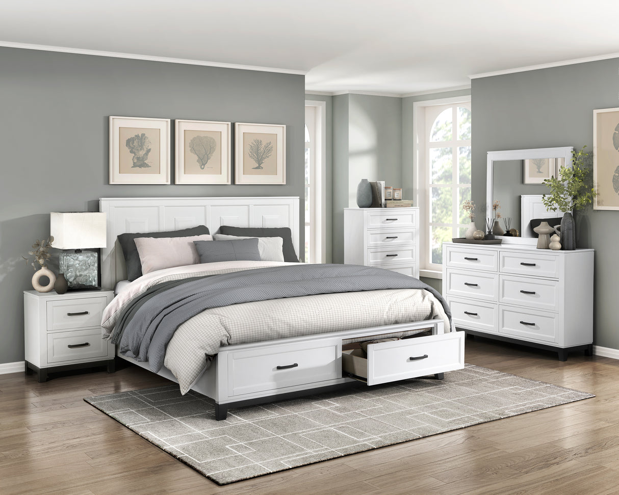 Garretson White California King Platform Bed With Footboard Storage