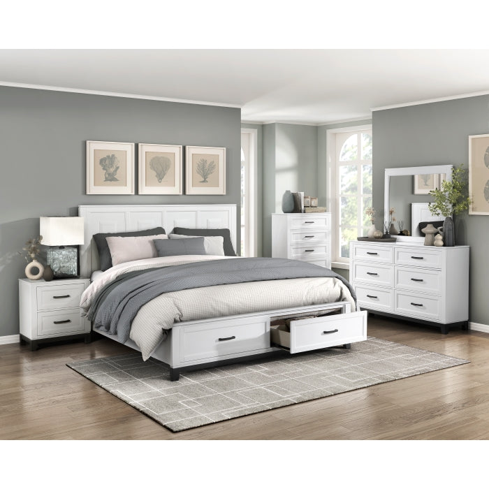 Garretson White Queen Platform Bed With Footboard Storage