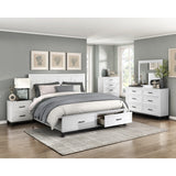 Garretson White Queen Platform Bed With Footboard Storage