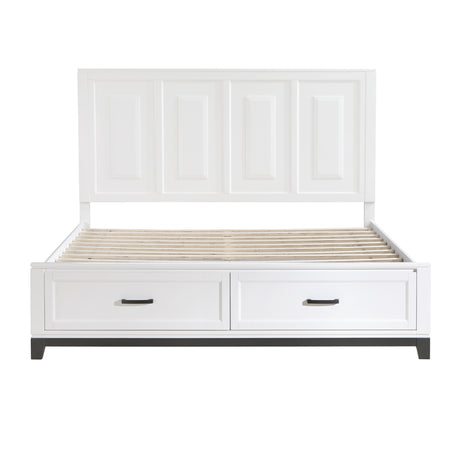 Garretson White California King Platform Bed With Footboard Storage