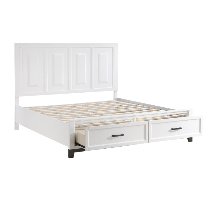 Garretson White Eastern King Platform Bed With Footboard Storage