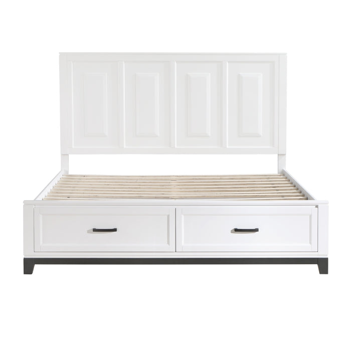 Garretson White Eastern King Platform Bed With Footboard Storage