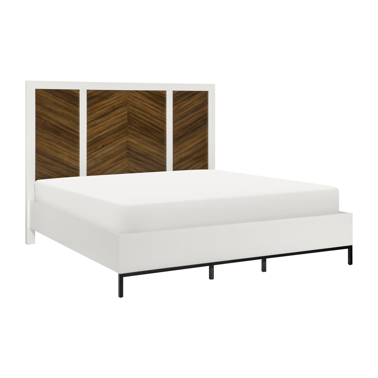 Oslo White And Walnut Eastern King Bed