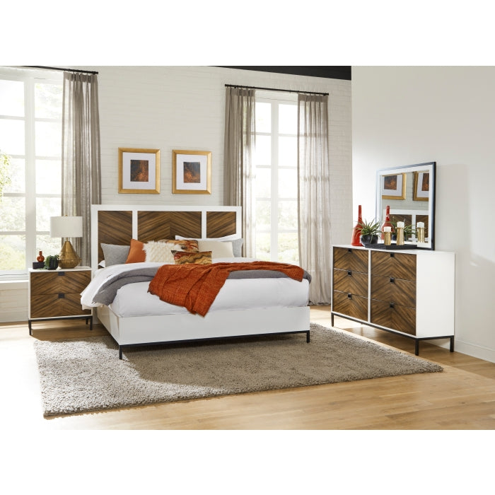 Oslo White And Walnut Eastern King Bed