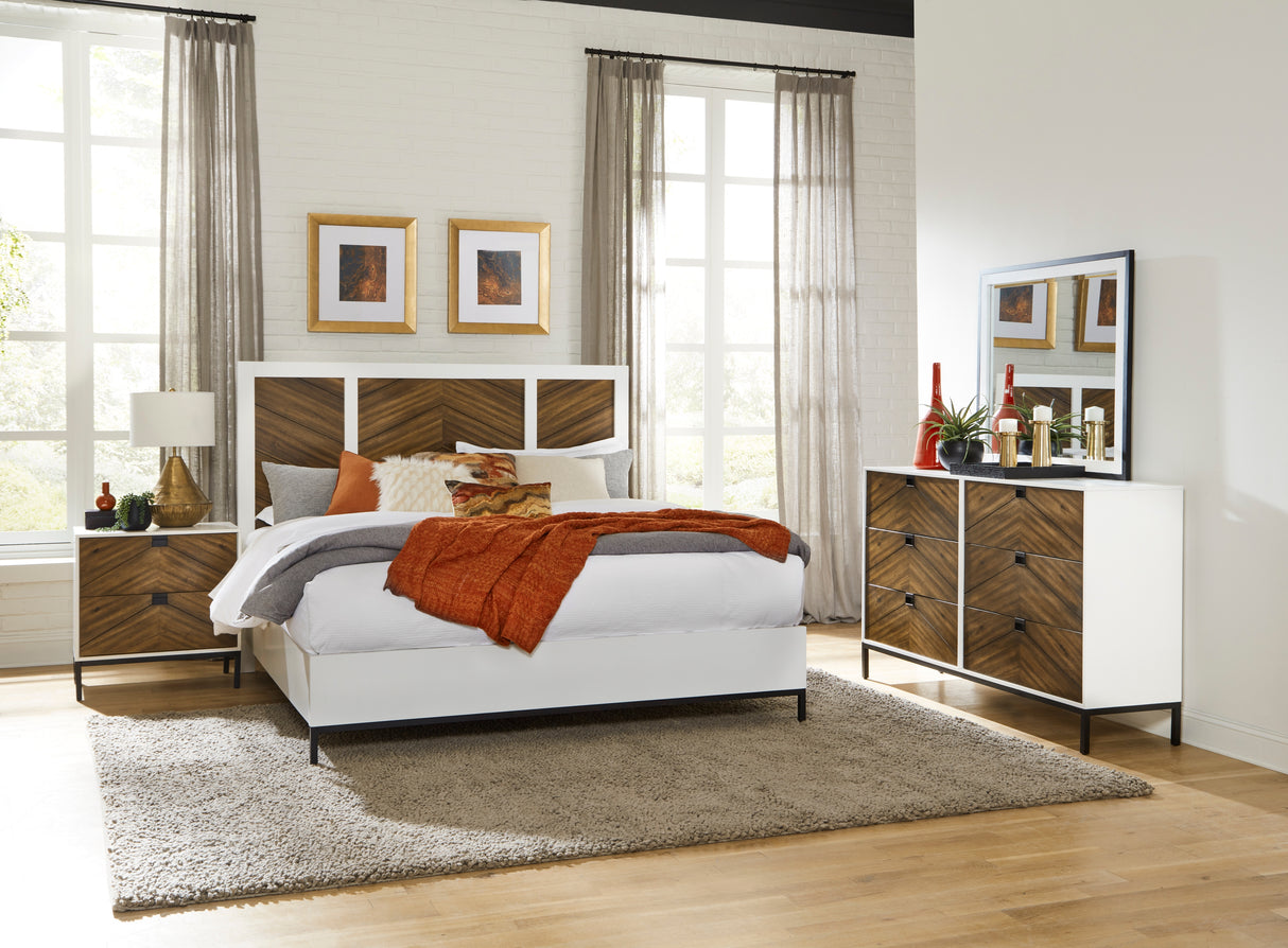 Oslo White And Walnut Eastern King Bed