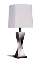 Keene Square Shade Table Lamps White And Antique Silver (Set Of 2)