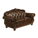 Anondale Espresso Top Grain Leather Match & Cherry Finish Loveseat