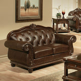 Anondale Espresso Top Grain Leather Match & Cherry Finish Loveseat