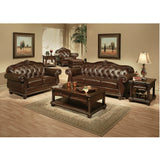 Anondale Espresso Top Grain Leather Match & Cherry Finish Loveseat