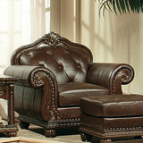 Anondale Espresso Top Grain Leather Match & Cherry Finish Chair