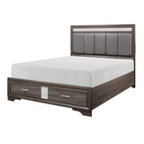 Luster Gray And Silver Glitter California King Platform Bed With Footboard Storage