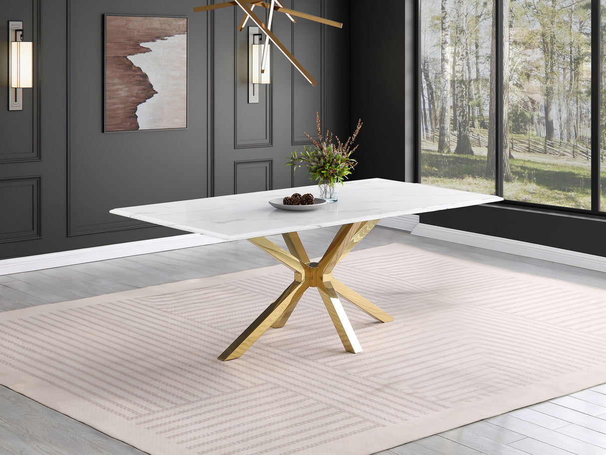 Venera White Faux Marble Rectangular 79-Inch Dining Table