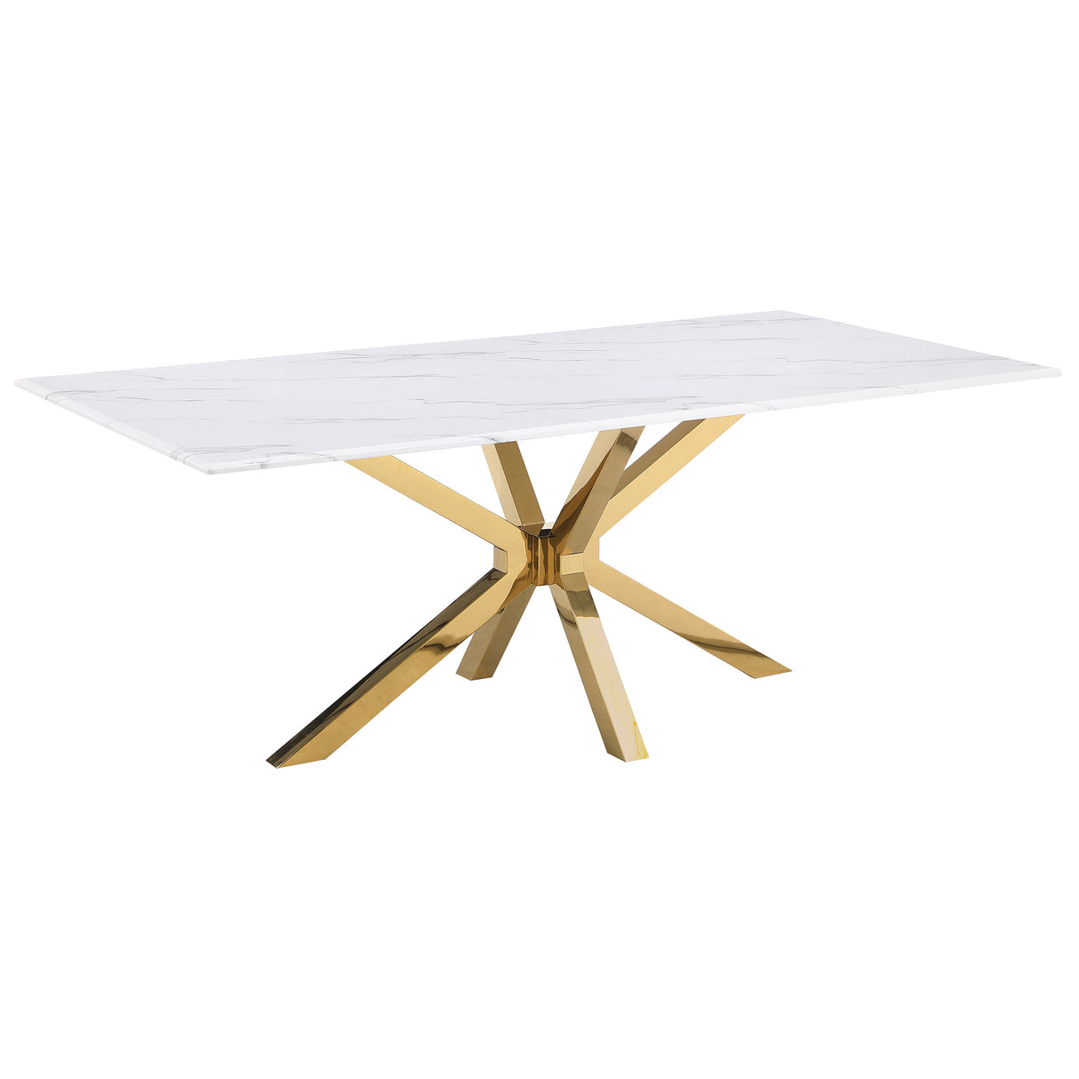 Venera White Faux Marble Rectangular 79-Inch Dining Table