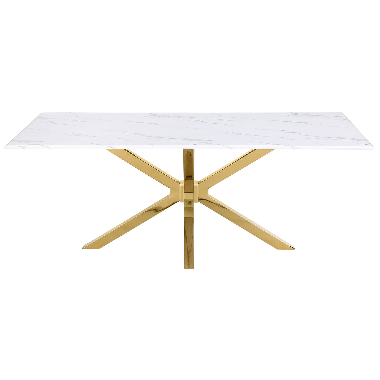 Venera White Faux Marble Rectangular 79-Inch Dining Table