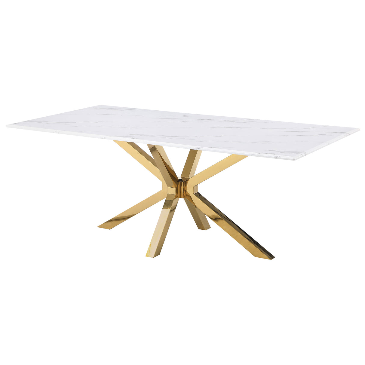 Venera White Faux Marble Rectangular 79-Inch Dining Table